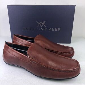 Anthony Veer Cleveland Driver Saddle Tan Leather Loafer Shoes Size 10
